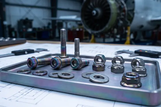 Titanium alloy nuts and bolts for aerospace